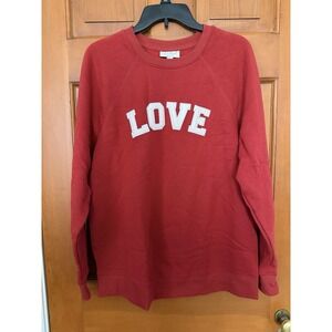 Women's Isabel Maternity Red Love Pullover Long Sleeve Sweatshirt Size M NWT
